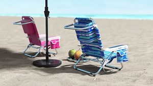 COSTWAY Backpack Beach Chair, Foldable Camping Chair with 5 Adjustable Position, Cup Holder, Storage Pockets, Straps, Towel Rack, Pillow for Patio Outdoor (Color Stripe,1)