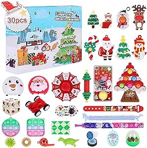 Advent Calendar 2023, 24 Days of Surprises Gifts Christmas Countdown Calendars for Kids Toddler Boys Girls Teens Christmas Sensory Fidget Toys Christmas Ornaments Party Classroom Prize Supplies Toys
