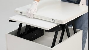 Modern Multi-Functional Coffee Table Extendable with Storage & Lift Top in White