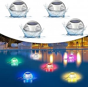 Floating Pool Lights,Solar Pool Lights RGB Color Changing IP65 Waterproof LED Night Light,Glow in The Dark Led Pool Ball Floating Lights for Swimming Pool,Hot Tub,Pond,Spa,Bath Light Decorations-4Pack