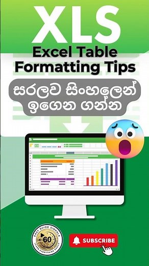 Excel Table Formatting tips Sinhala 🤩 (Table Styles) #excel #exceltips #exceltricks #exceltutorial