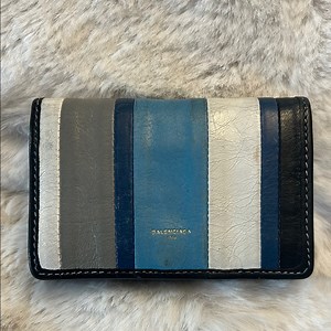 Balenciaga Bazaar small multi colored leather  bifold card holder wallet