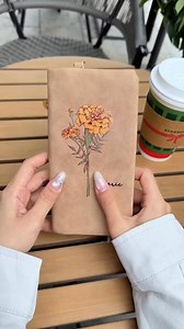 🎁🌸✨ Personalized watercolor birthday flower women's wallet, custom-named leather card holder with wristband, perfect for mom/grandma/wife's birthday! 💖🌟 | Insgifts