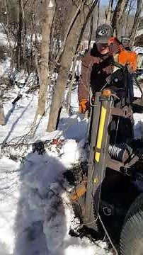 Homemade logging winch first pull