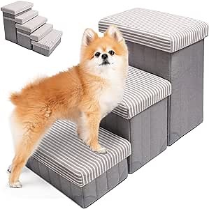 Foldable Pet Dog Step Stairs,Dog Steps for High Bed and Couch,Portable Stairs for Pets,Pet Storage Stepper for a Puppy, Small or Medium Pet,Can Hold up to 150lbs