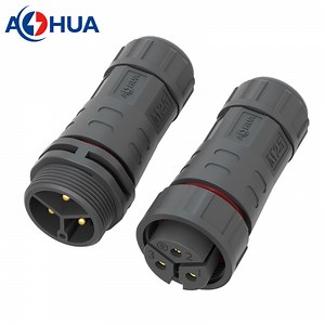 [Hot Item] Power Cable Harness Customized Inline Assembly Male Female IP68 3 Pin Screw Waterproof Connector with Dust Cap