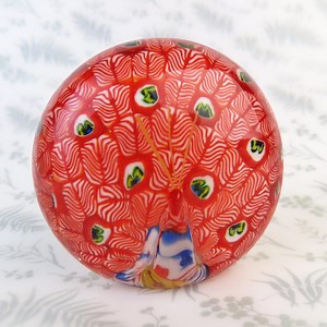 Vintage Handblown Glass Paperweight With Peacock Murrine Design - Etsy