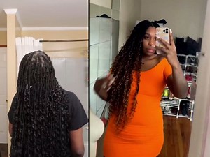 Boho Faux Locs Crochet Hair 18 Inch Goddess Locs 8 Packs Boho Soft Locs Hair Crochet with Curly Ends Pre-looped Long Bohemian River Locs Crochet Hair for Black Women(18Inch, T30)