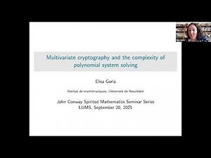 JC Series #18 - Elisa Gorla (University of Neuchatel), Multivariate cryptography and ...