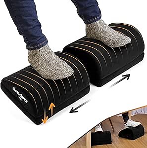 Restology Labs | Adjustable Width, Double Footrest for Under Desk - Adjustable Height, Width & Placement Foot Rest to find that Perfect Position, 24in Wide