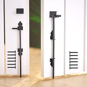 18 Inch Heavy Duty Cane Bolt Gate Drop Rod Gate Hardware,Solid Steel Gate Ground,Wooden Fence Latch for Gates, Metal Gates Doors Stopper for Gate Ground,Black Finish