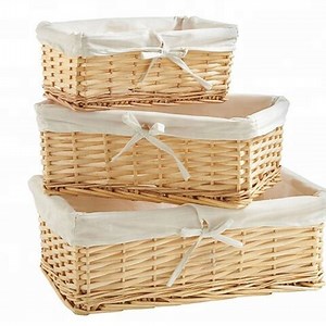 [Hot Item] Custom Willow Wicker Storage Baskets with Lining for Household