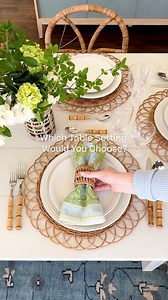 A simple place setting makes room to play with color and pattern using linens. ✨ Which would you choose? #serenaandlily | Serena & Lily