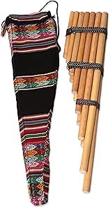 NOVICA Reed Andean Zampona Panpipe with Woven Textile Carrying Case, 'Wari Melody'