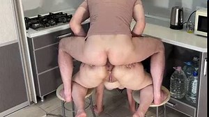 homemade anal sex and blowjob with a busty milf in the kitchen