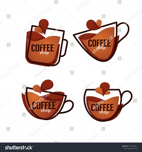 Coffee Shop Logo Vector Collection Hot Stock Vector (Royalty Free) 1061876831 | Shutterstock