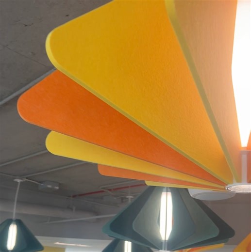 Teen's Library ceiling lights were made with 224 pieces of felt. | Denver Public Library