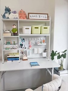 Desk hutch dorm, desktop bookshelf, storage rack for desktop,student pegboard bookcase,multipurpose bookshelf storage rack,computer desk bookcase，desk hutch，desk hutch for college dorm(White,115cm/45i