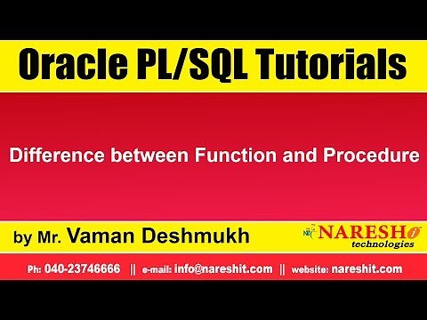 Oracle PL/SQL Tutorials | Difference between Function and Procedure | Mr.Vaman Deshmukh