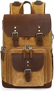 Large Capacity Waterproof SLR Micro Camera Bag Vintage Batik Canvas Backpack (Yellow)