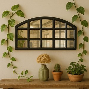 Arched Wood Frame Window Mirror: Rustic Wall Decor - Etsy