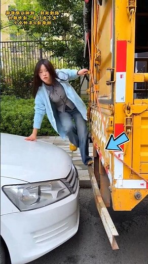 This Girl’s Car Gets Stuck Between Two Vehicles, Then Watch How She Gets It Out! 😂 #shorts