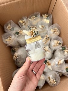 Personalized Wedding Candle Favors: Dried Flowers, Elegant Bulk Guest Gift - Etsy