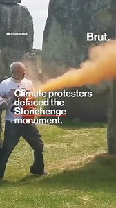 39K views · 62 reactions | Two climate protesters sprayed paint on the ancient Stonehenge monument in southern England. | Brut | Facebook