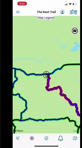 The Next Trail ATV/Snowmobile Trail App uses colors to differentiate different types of trails.