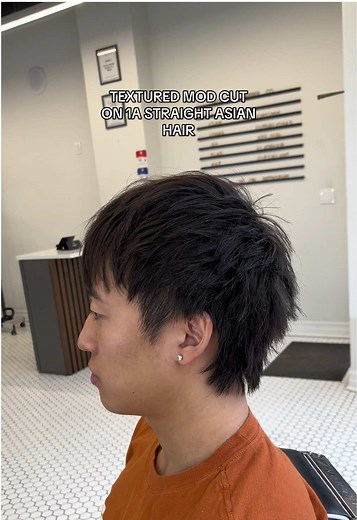 Textured mod cut on 1a straight Asian hair #newjersey #mod #modcut #texturedhair #asianhair