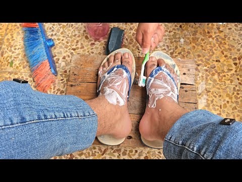 slipper asmr cleaning shoes