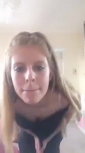 Blonde college girl trying on clothes. Periscope stream