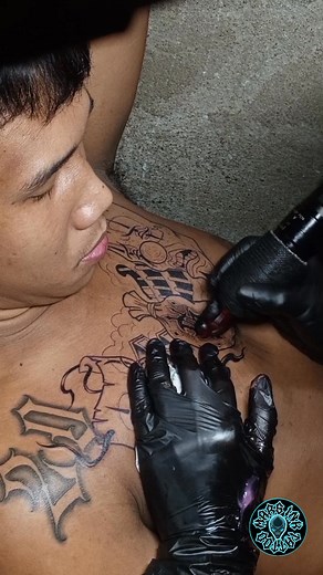 🎥 "Smile Now 😊 Cry Later 😭" Chest Piece Project 🪡 Done using Skincandy Tattoo Inks ✨ #trusttheprocess #antiqueñotattooartist #marsinktattoolifeandtimes #tattoolifestyle #marsinktattoo #tattooartist #tattooart #artist #tattoo #skincandytattooinks #art | Mars Shan John