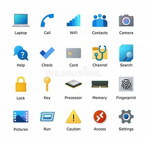 Windows 11 Icon Pack. Computer System Icons. Laptop PC Home Folder Shortcuts. Linux Theme. Vector Illustration Stock Vector - Illustration of notebook, contacts: 233600159