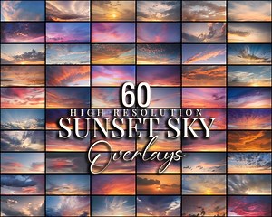 Sunset Sky Overlays for Photoshop Editing | Golden Hour & Romantic Skies | 60 High-resolution JPG - Etsy Australia