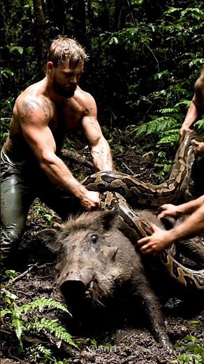 Warthog gets into trouble with python's strong grip.