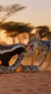 3.9K views · 64 reactions | A fearless Honey Badger takes down a massive python in a brutal wrestling match, but the battle isn't over yet! 說 | Instant Karma in Nature | Facebook