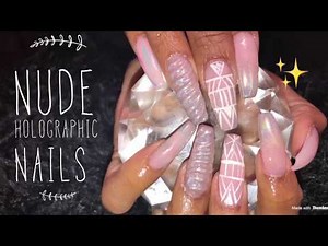 Acrylic Nails Fill | Nude Holographic Nails
