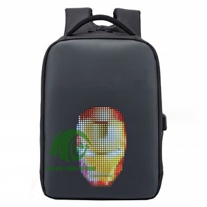 [Hot Item] Black LED Knight Bag Waterproof Hard Shell Motorcycle Bag for Men DIY Display Eyes LED Backpack