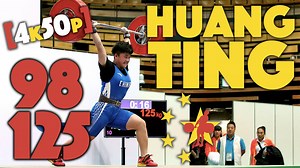 17 year-old Huang Ting (-63kg, China) with a 98kg/216lb snatch and a 125kg/275lb clean and jerk -- both looking routine! She passed on her 3rd snatch attempt. This happened earlier today in Tokyo at the 2016 Asian Youth/Junior Championship. Somewhat confusingly, despite Huang being a youth athlete (1999 birthday, or later), she actually was only entered as a junior (usually 1996-1998 birthdays, but realistically anyone 1996 or later) and thus she gave up three youth gold medals and only received
