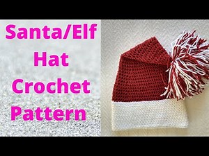 Santa Hat Free Crochet Pattern | Elf Hat Stocking Hat