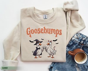 Funny Goose Vampire Halloween Sweatshirt - Spooky Horror Tee