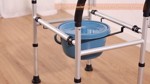 Heavy Duty Bedside Commode Chair with Adjustable Height, Raised Toilet Seat with Arms Handles and Back Support for Elderly, Portable Bedside Toilet with Bucket（Width 19.69")