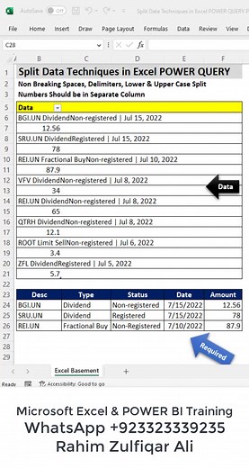 12K views · 55 reactions | Split Data Techniques in Excel / POWER BI | POWER QUERY | Non Breaking Spaces, Delimiters, Lower & Upper Case Split & Numbers in a Separate Column! #(00A0) is Power Query code for a nbsp character. In word processing and digital typesetting, a nonbreaking space, , also called NBSP, required space, hard space, or fixed space (though it is not of fixed width), is a space character that prevents an automatic line break at its position. | Excel Basement | Facebook