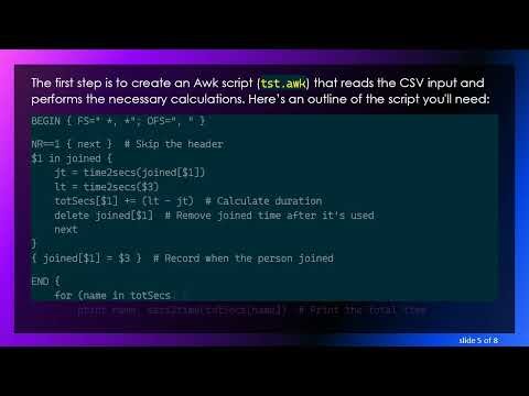 Efficiently Calculate Total Meeting Time for Employees Using Bash and Awk