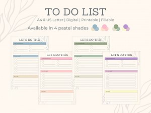 Digital or Printable Do List Template, Pastel to Do List, Undated to Do List Template, Digital Planner, Cute to Do Template PDF - Etsy