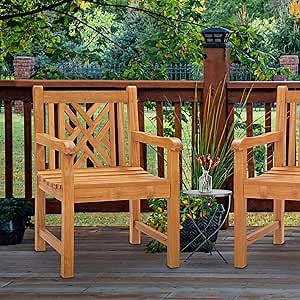 Teak Wood Chippendale Outdoor Patio Arm Chair, Made from Solid A-Grade Teak Wood