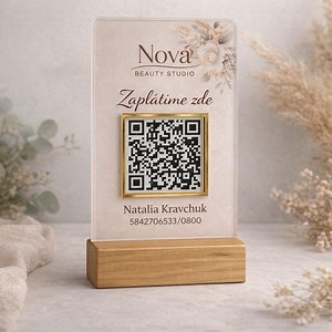 Personalized Acrylic QR Code Sign, Gold Frame, Small Business Display - Etsy
