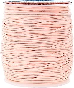 Mandala Crafts 2mm Blush Elastic Cord for Jewelry Making – 76 Yds Stretchy Cord Round Elastic Strings for Sewing