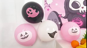 Pink Halloween Birthday Party Decorations with Happy Boo Day Banner, Ghost Balloons, Cake Topper for Pink and Black Girl Halloween Birthday Baby Shower Party Supplies